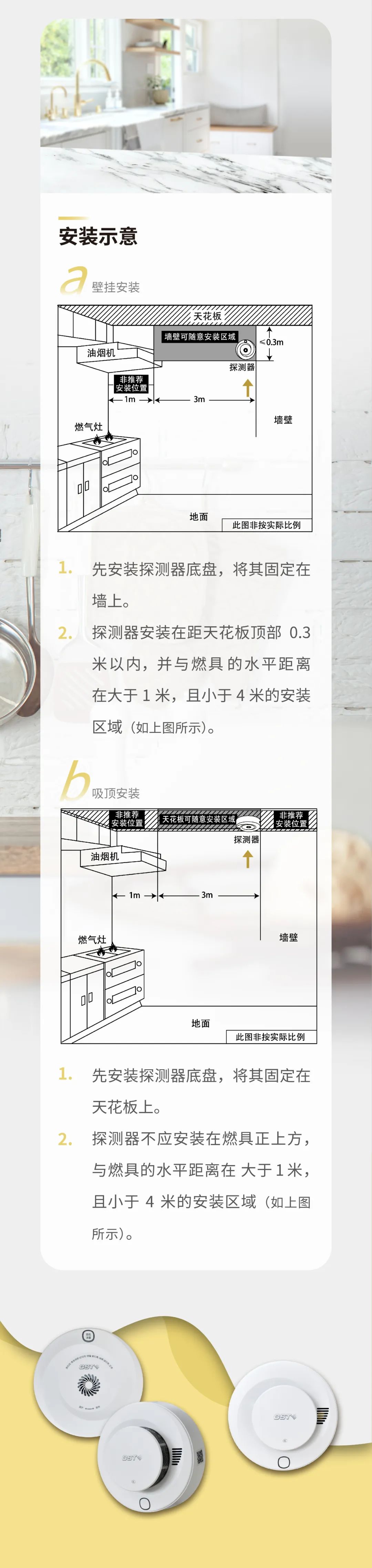 西藏海灣消防GST全新一代NB獨(dú)立式煙感氣感探測(cè)器安裝